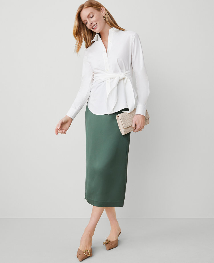 Ann Taylor Side-Tie Shirt White Women's