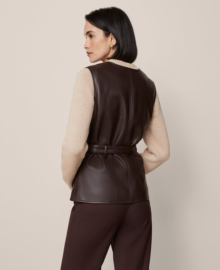 Belted Faux Leather Vest