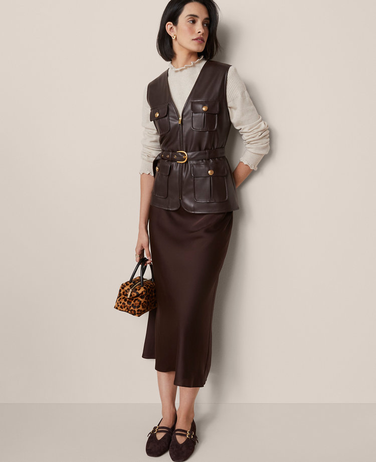 Belted Faux Leather Vest