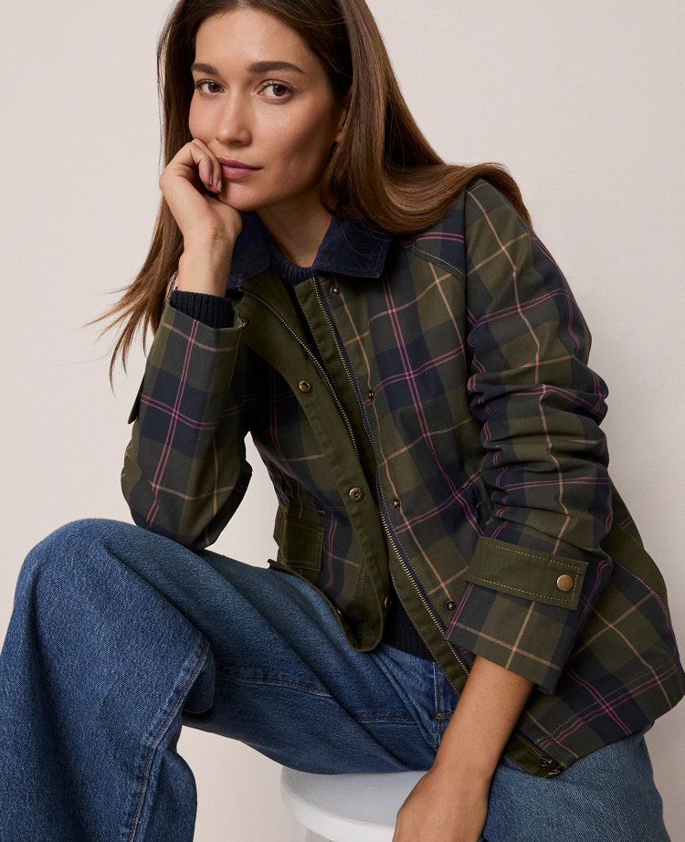 Weekend Collection Plaid Collared Jacket