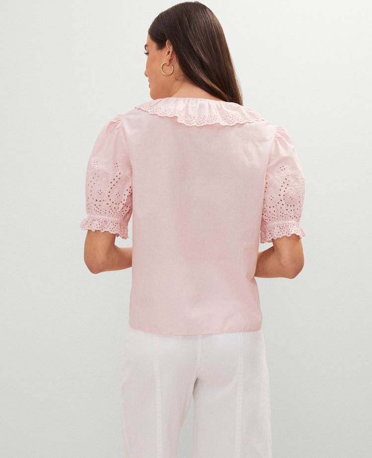 Weekend Collection Embroidered Ruffle Top