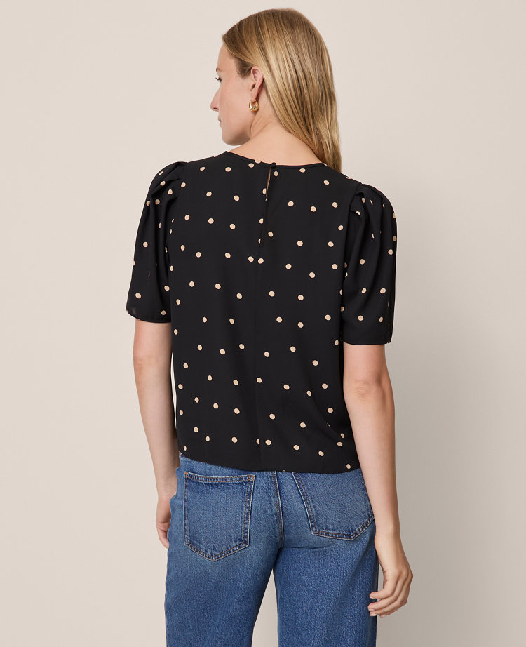 Dotted Puff Sleeve Blouse