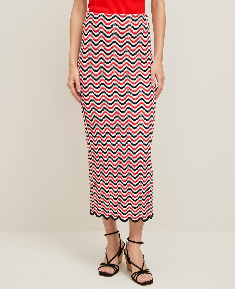 Petite Striped Crochet Sweater Skirt