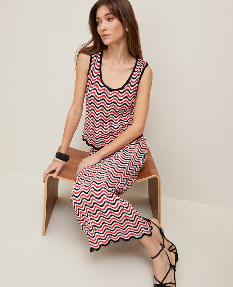 Petite Striped Crochet Sweater Skirt