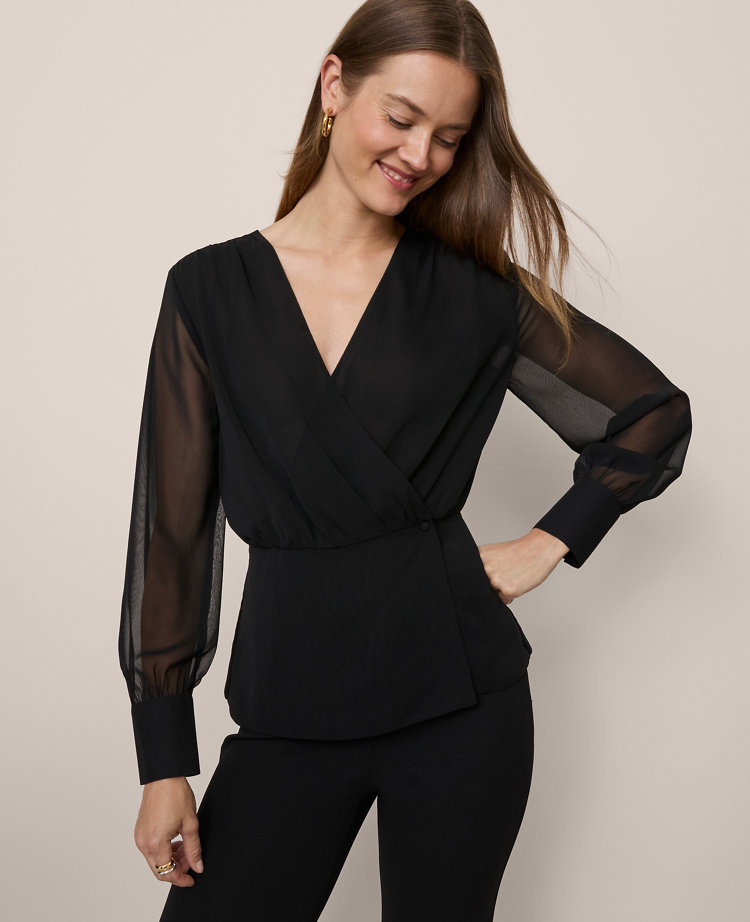 Draped Wrap Blouse