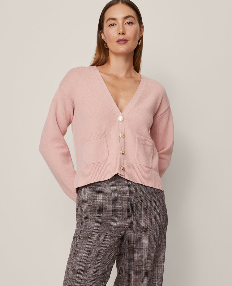 Ann Taylor V-neck Cardigan In Purple