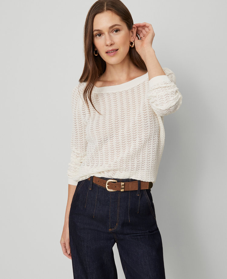 Pointelle Boatneck Sweater