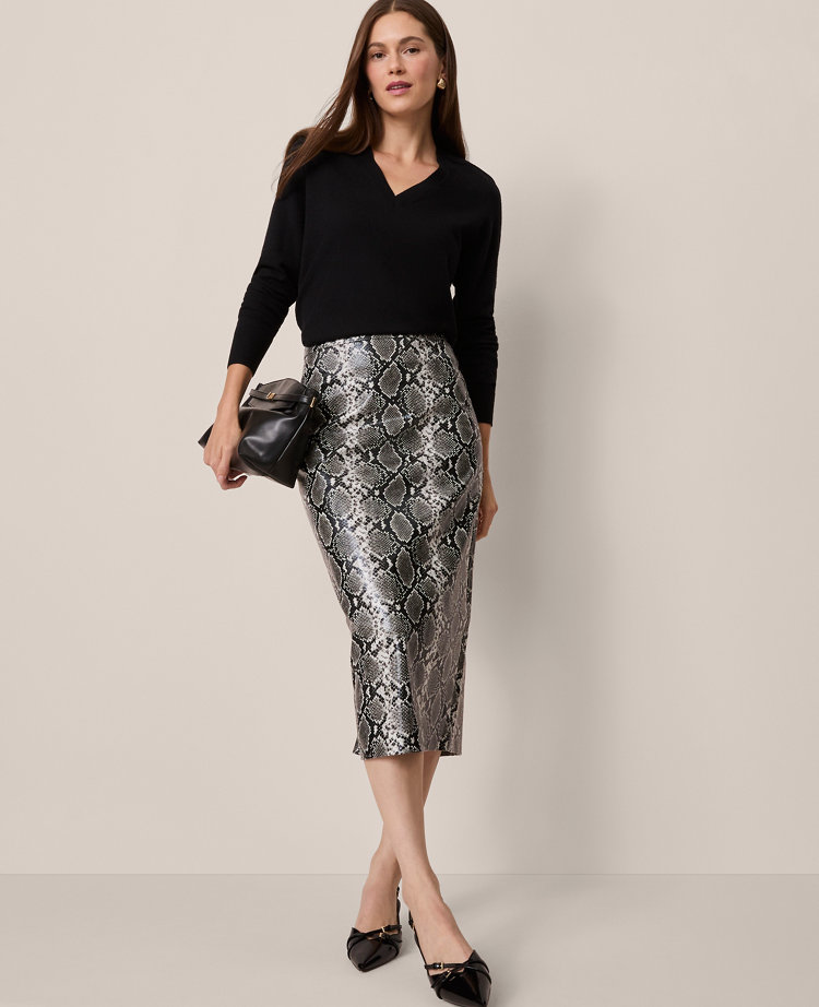 Faux Leather Snake Print Skirt