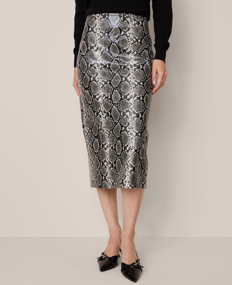 Faux Leather Snake Print Skirt