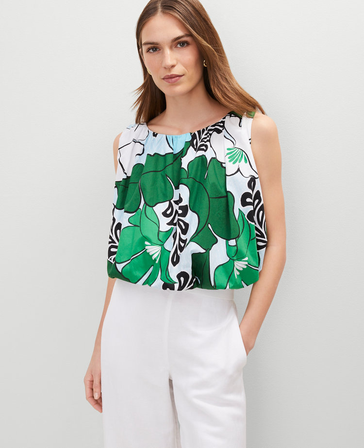 Floral Gathered Bubble Hem Top