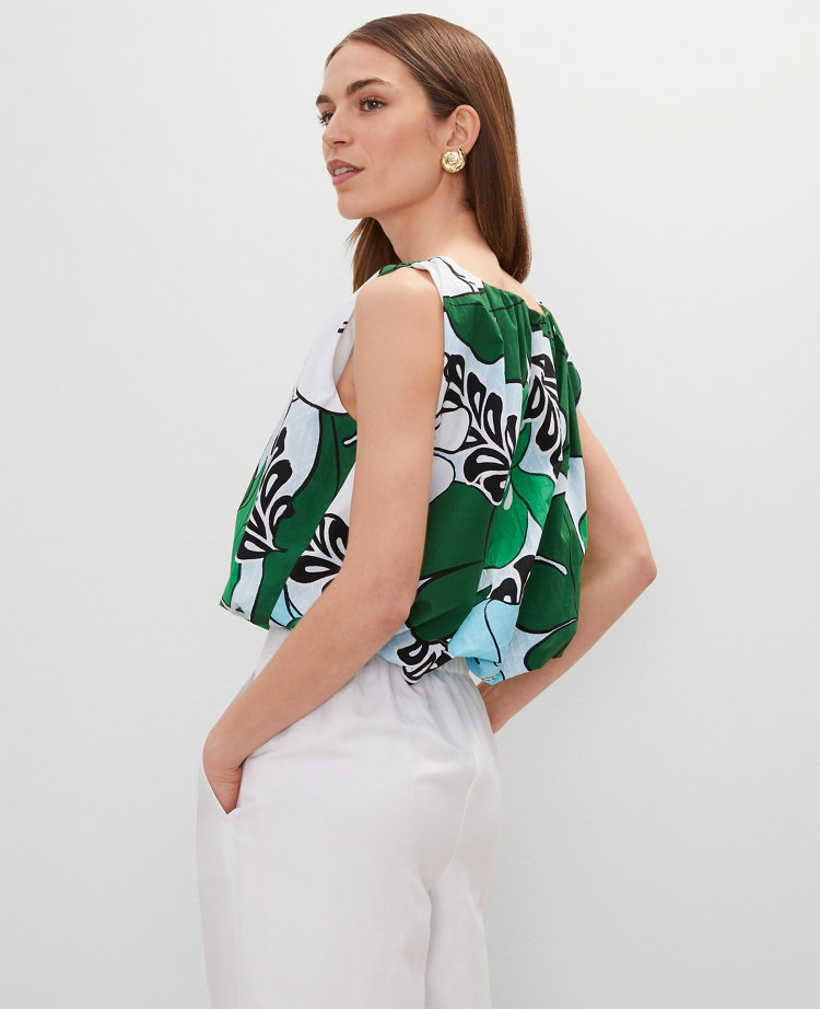 Floral Gathered Bubble Hem Top