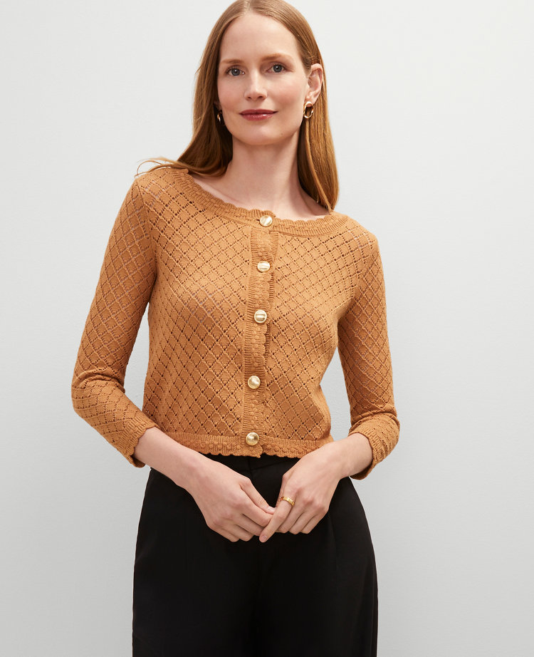 Scalloped Ballet Neck Cardigan
