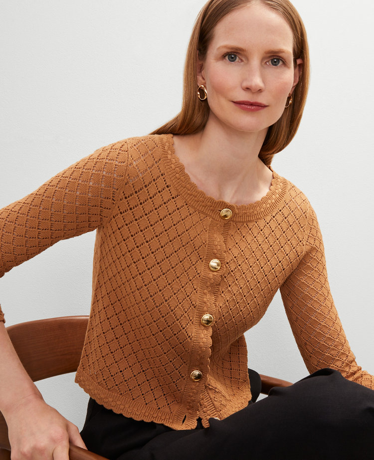 Scalloped Ballet Neck Cardigan