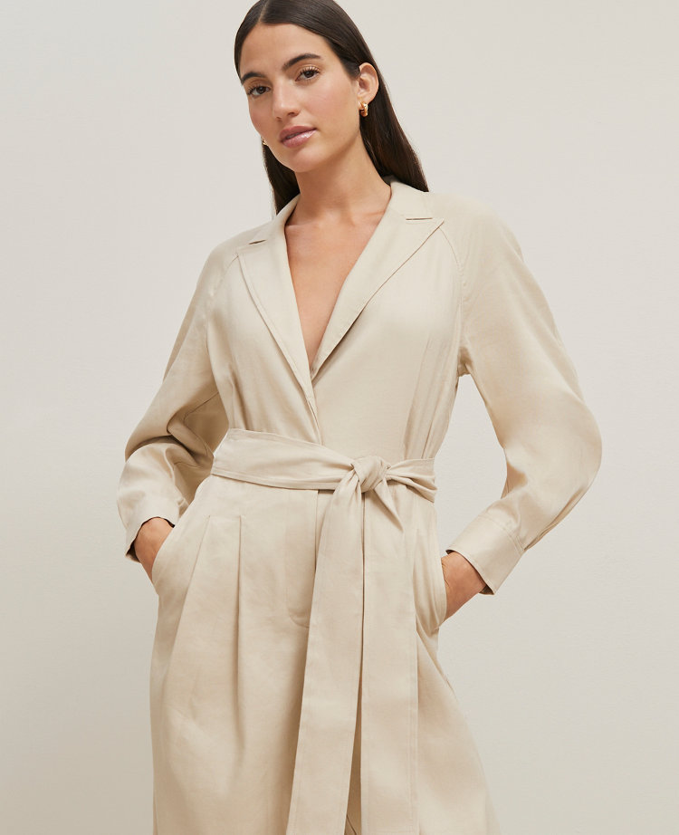 Petite Linen Blend Wide Leg Jumpsuit