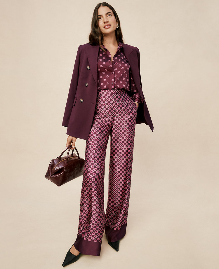 The Wide-Leg Pant in Satin Geo Print