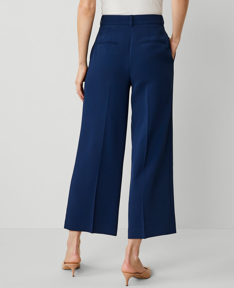 The Petite Wide Leg Crop Pant in Fluid Crepe