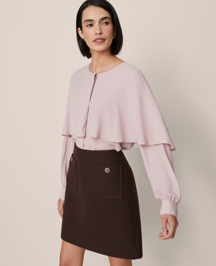 Ann Taylor Capelet Overlay Blouse In Purple