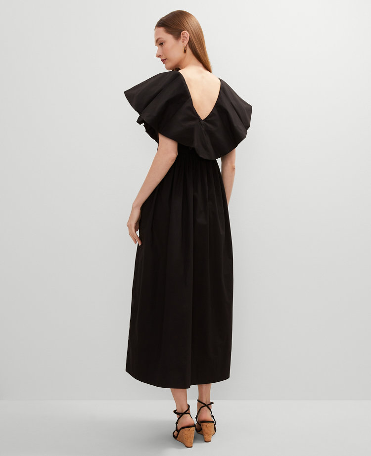 Ruffle Collar Maxi Flare Dress