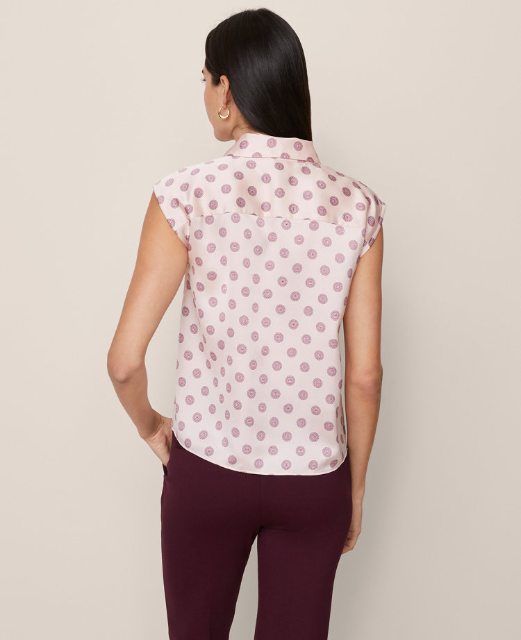 Geo Collared Satin Blouse