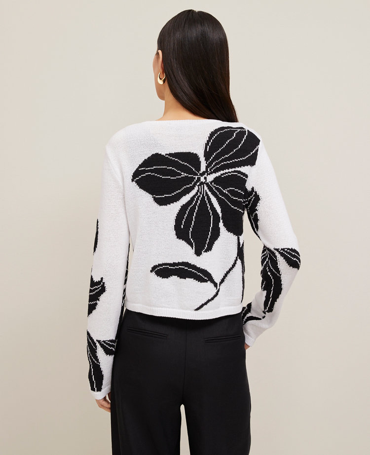 Petite Floral Jacquard Open Cardigan