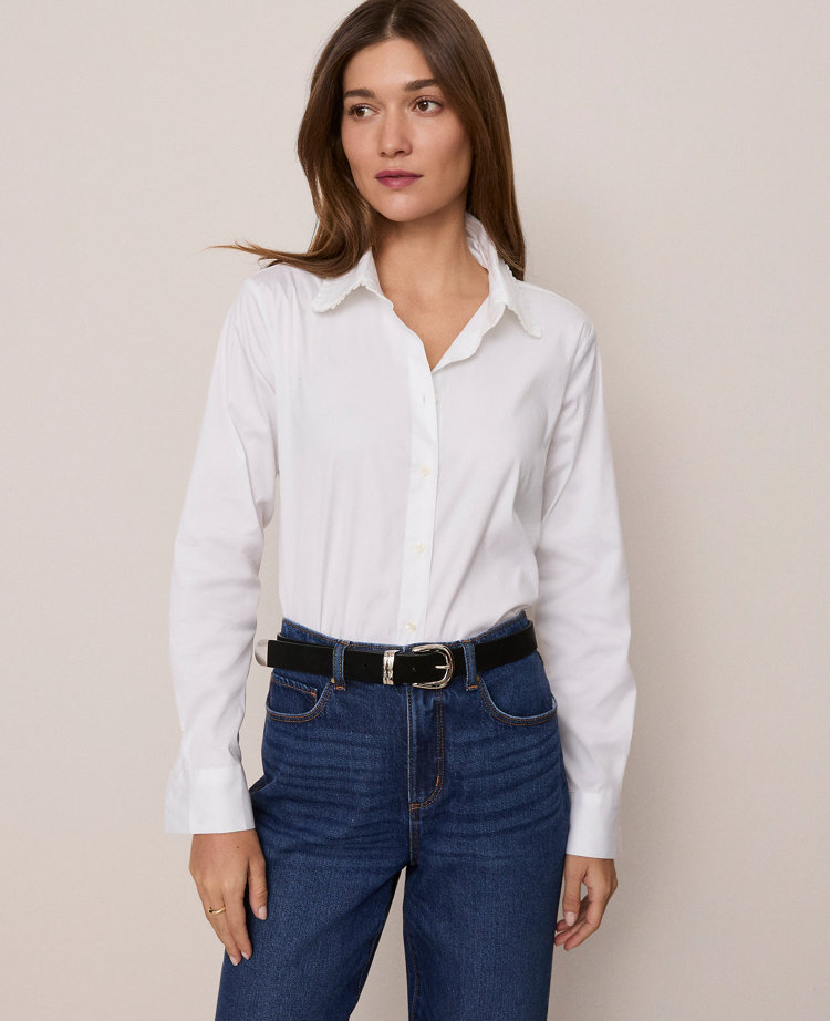 Weekend Collection Ruffle Collar Modern Shirt
