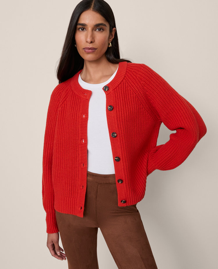 Chunky Ribbed Crewn Neck Cardigan
