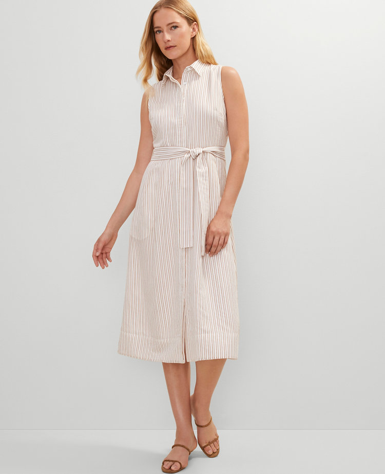 Striped Flare Midi Shirtdress