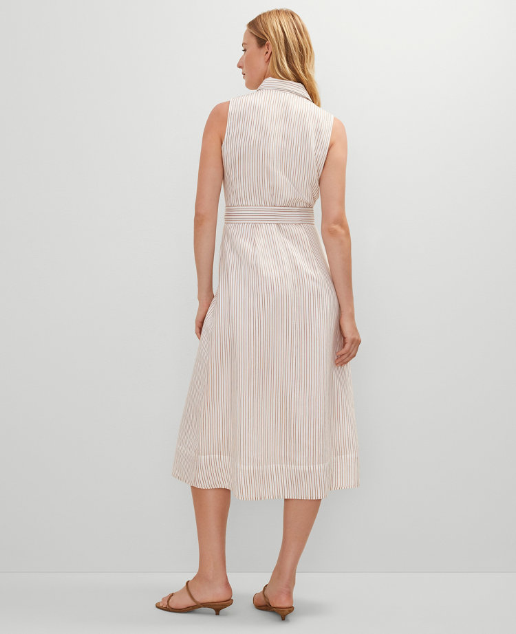 Striped Flare Midi Shirtdress