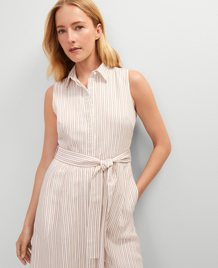 Striped Flare Midi Shirtdress