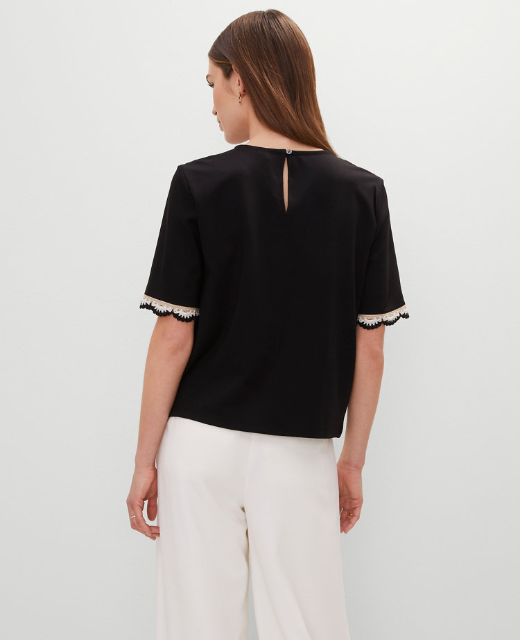 Crochet Trim Ponte Top