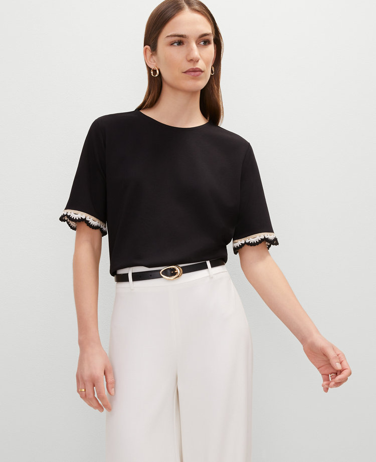 Crochet Trim Ponte Top