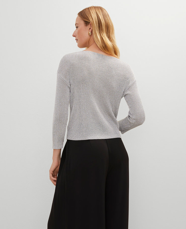 Petite Lurex Ribbed Sweater