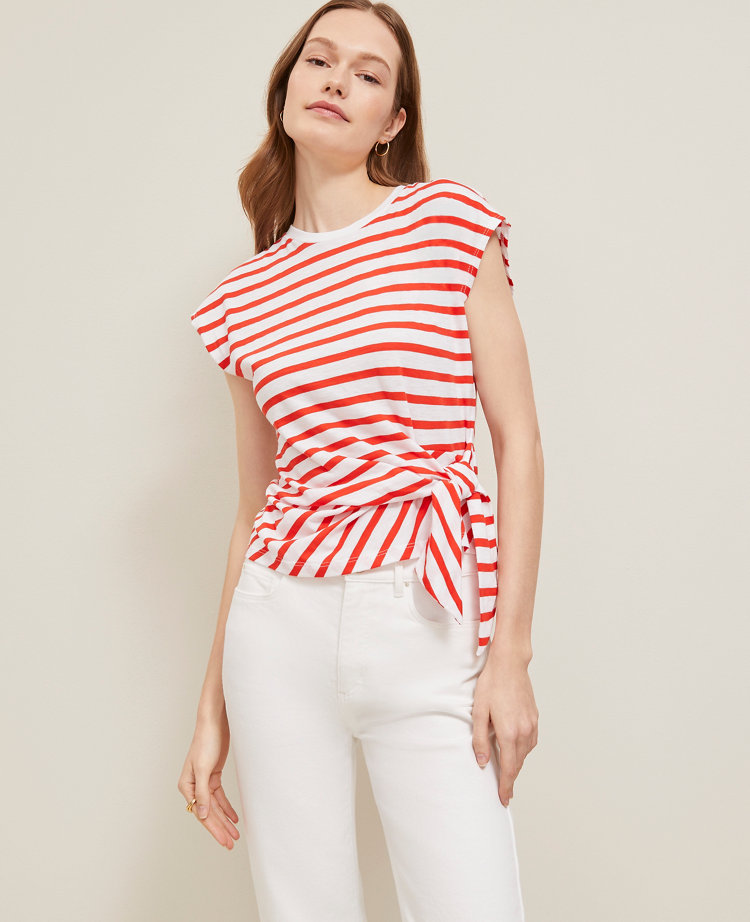 Striped Tie Waist Tee