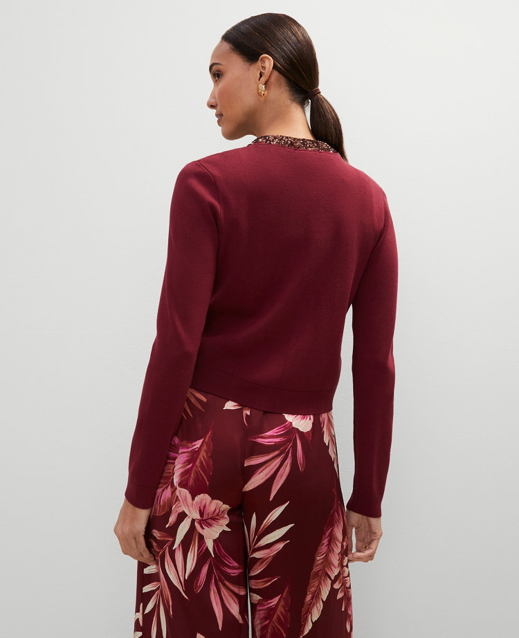 Studio Collection Sequin Trimmed Open Cardigan