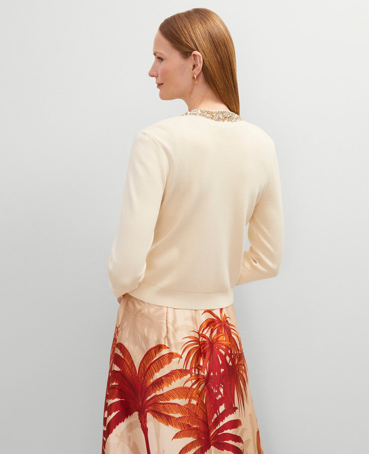 Studio Collection Sequin Trimmed Open Cardigan