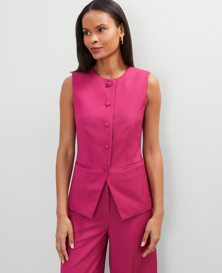 The Petite Long Crew Neck Vest