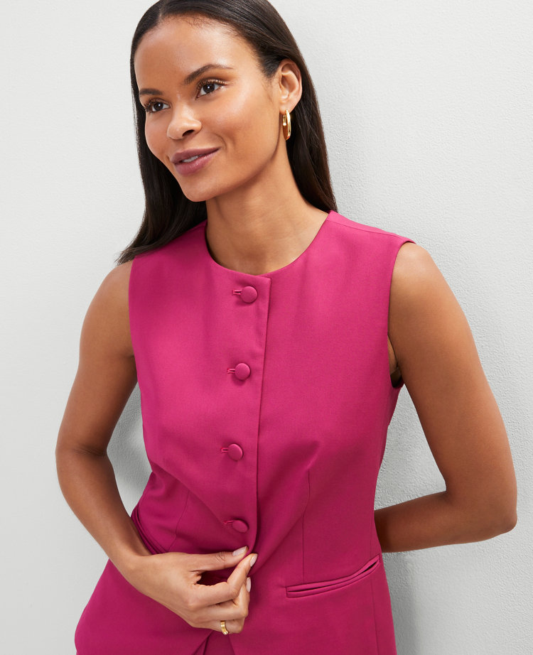 The Petite Long Crew Neck Vest