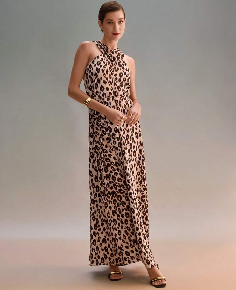 Animal Print Halter Maxi Dress