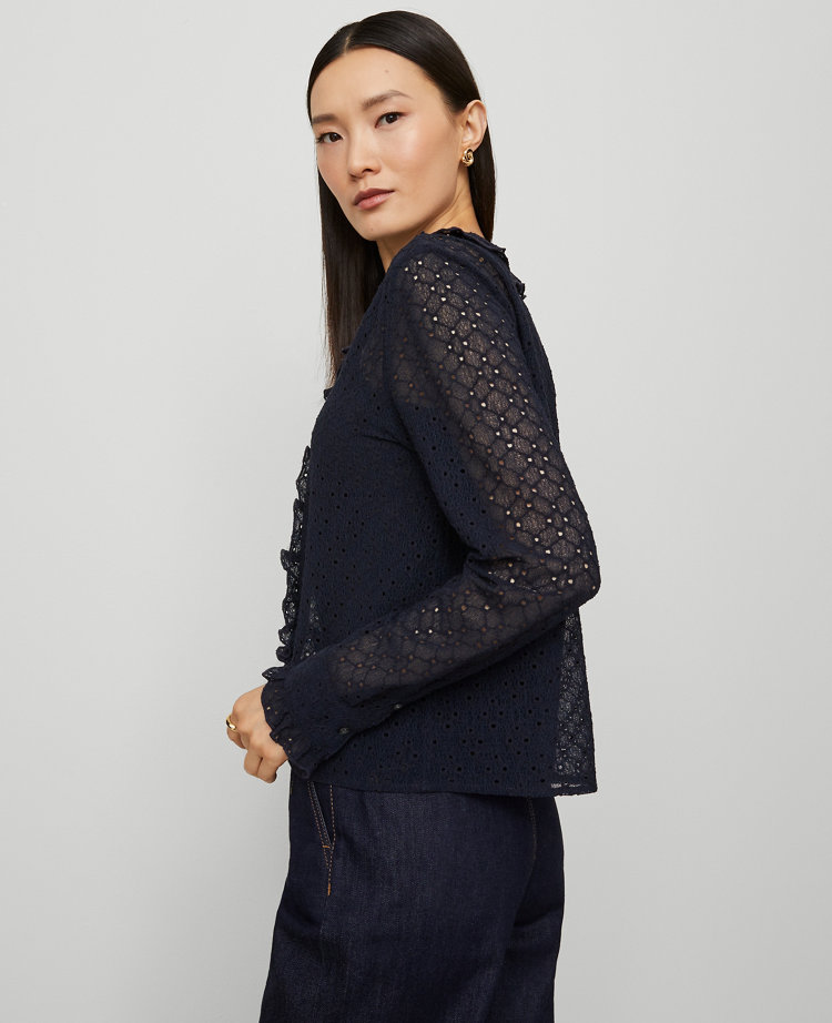 Lace Ruffle Trim Blouse