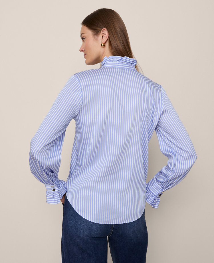 Striped Ruffle Collar Blouse