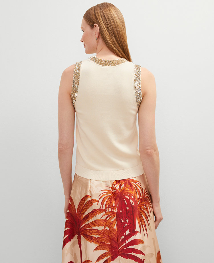 Studio Collection Sequin Trimmed Sweater Shell