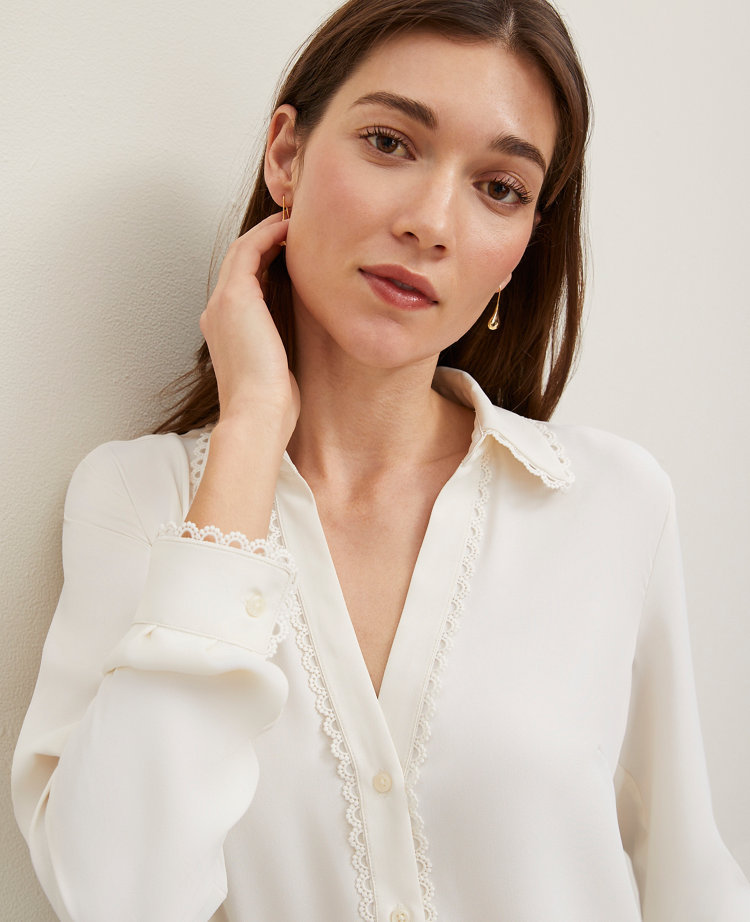 Petite Lace Trim Essential Shirt
