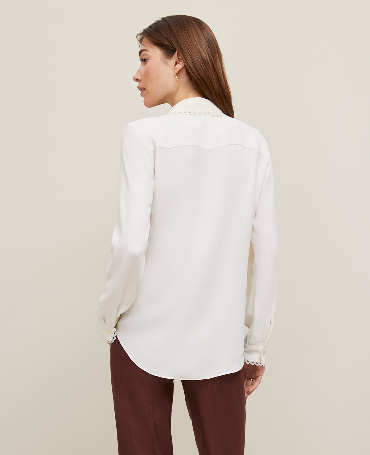 Petite Lace Trim Essential Shirt