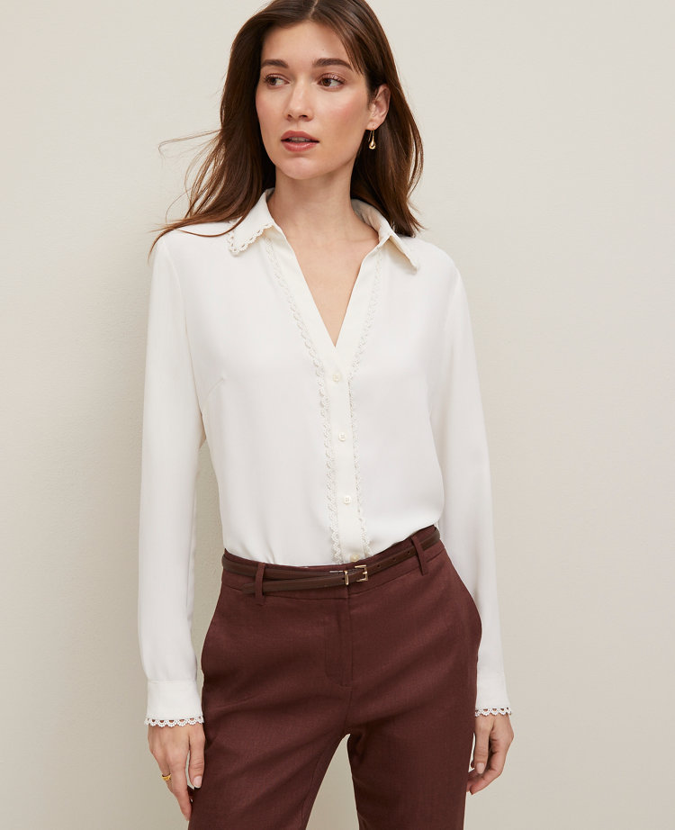 Petite Lace Trim Essential Shirt