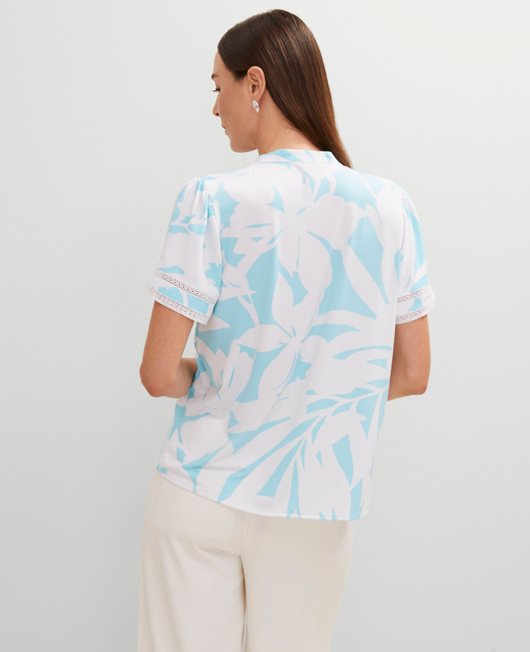 Floral Lace Trim Mixed Media Top