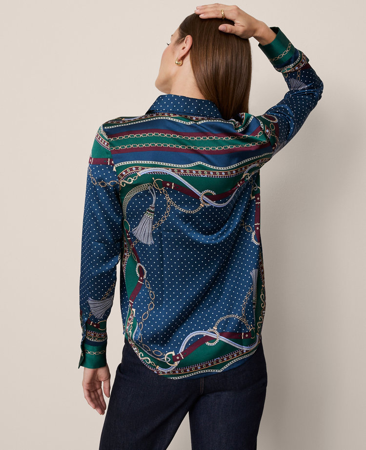 Chain Link Print Satin Essential Shirt