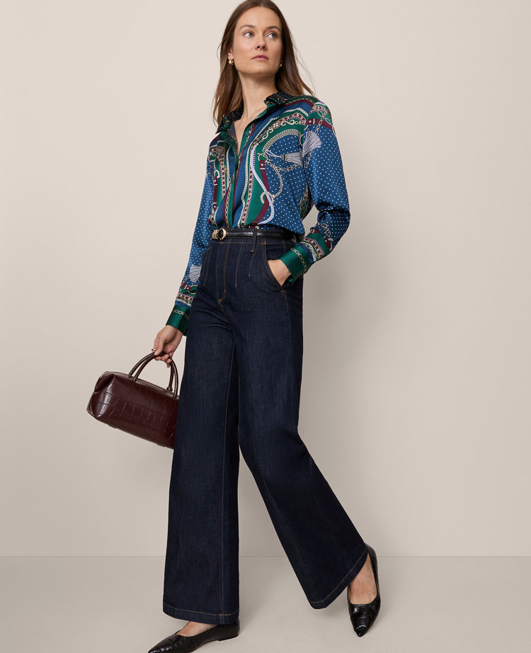 Chain Link Print Satin Essential Shirt