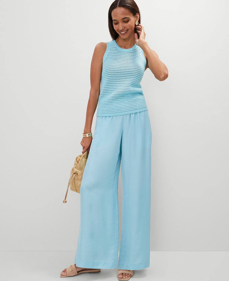 The Pull-On Wide-Leg Pant in Satin