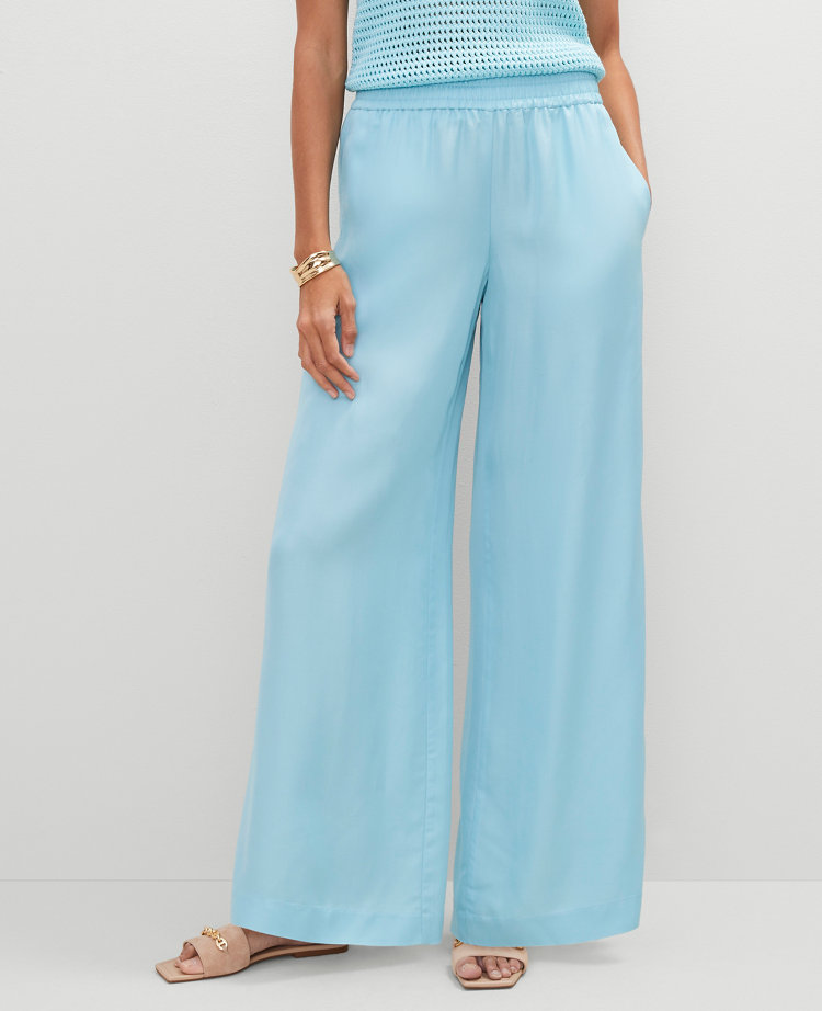 The Pull-On Wide-Leg Pant in Satin