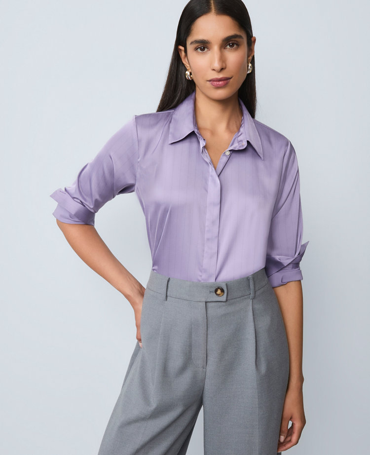 Pinstriped Satin Essential Shirt
